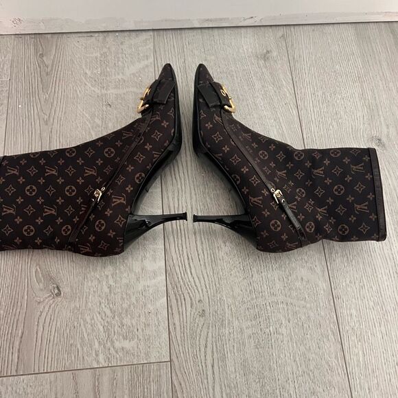 Louis Vuitton Mimosa Mini Lin Monogram Ankle Boots 7.5 - Picture 6 of 15